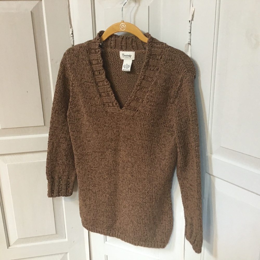 Cambridge Dry Goods Brown V-Neck Sweater - Picture 6 of 15